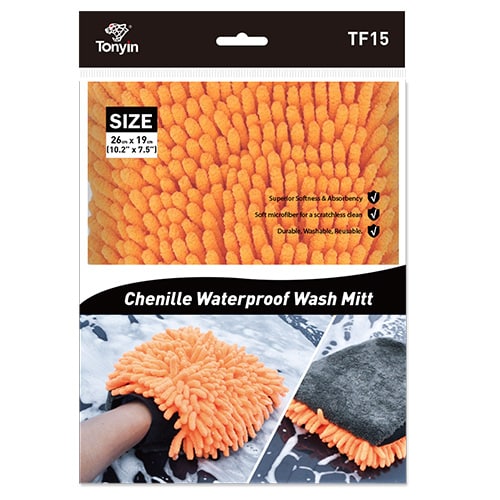 Chenille Waterdichte Washandschoen Oranje